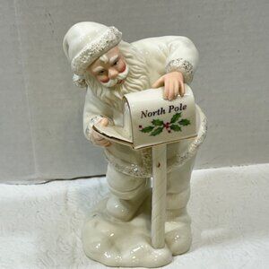 Lenox "Holiday Santa Last Minute Lists" North Pole Porcelain Figurine Gold Trim